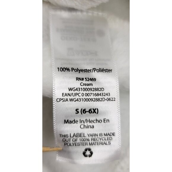 Wonder Nation Girls Hooded Sleep Robe Small 6-6X Cream Yarn Oeko-Tex Certified - Picture 4 of 12